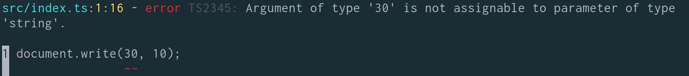 Argument of type '30' is not assignable to parameter of type 'string'.